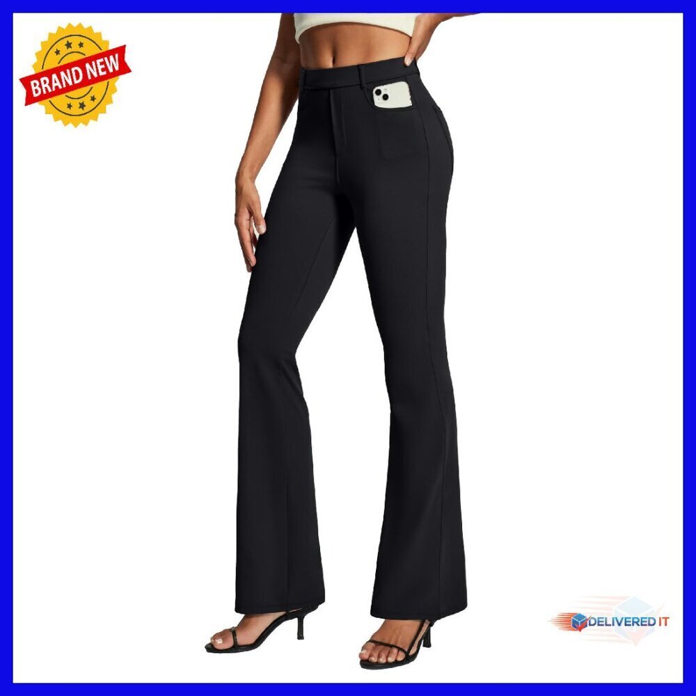 Stretchy Bootcut Dress Pants with Pockets for Office & Casual Wear